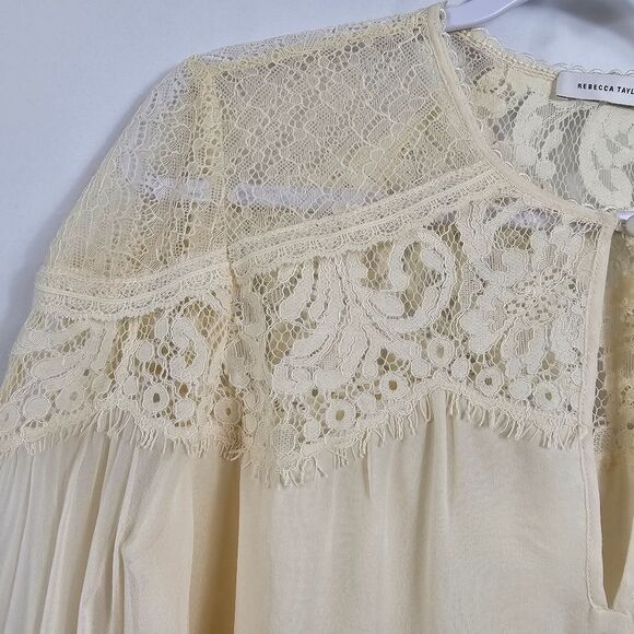 NWT Rebecca Taylor Chiffon and Lace Long Sleeve Blouse - Picture 3 of 13